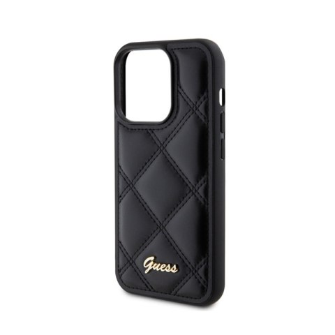 Guess Quilted Metal Logo - Etui iPhone 15 Pro (czarny) Guess Quilted Metal Logo - Etui iPhone 15 Pro (czarny)