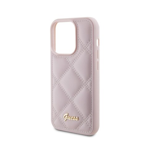 Guess Quilted Metal Logo - Etui iPhone 15 Pro (różowy) Guess Quilted Metal Logo - Etui iPhone 15 Pro (różowy)