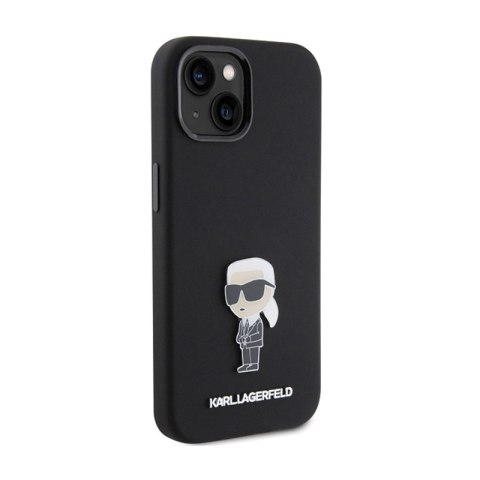 Karl Lagerfeld Silicone Ikonik Metal Pin - Etui iPhone 15 (czarny) Karl Lagerfeld Silicone Ikonik Metal Pin - Etui iPhone 15 (czarny)