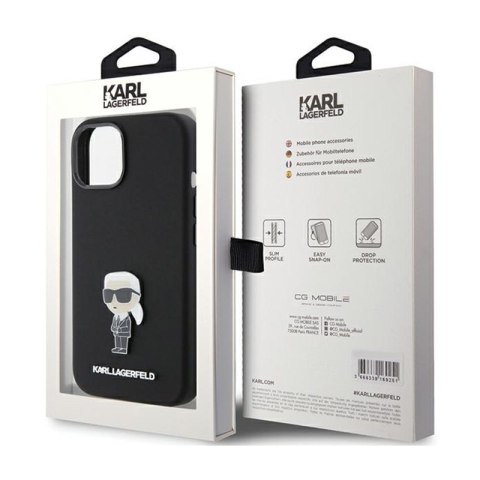 Karl Lagerfeld Silicone Ikonik Metal Pin - Etui iPhone 15 (czarny) Karl Lagerfeld Silicone Ikonik Metal Pin - Etui iPhone 15 (czarny)