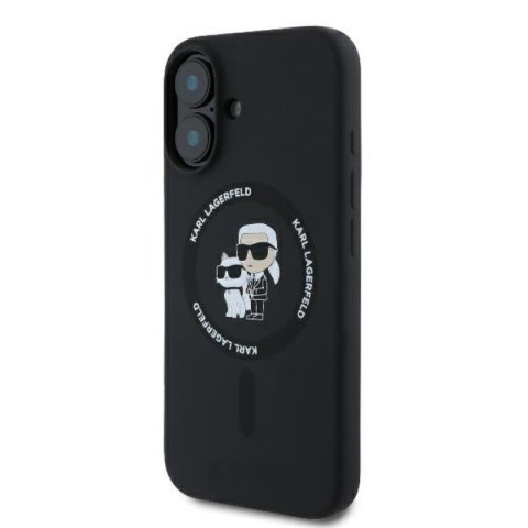 Karl Lagerfeld Silicone Karl & Choupette Ring MagSafe - Etui iPhone 16 Plus (czarny) Karl Lagerfeld Silicone Karl & Choupette Ring MagSafe - Etui iPhone 16 Plus (czarny)