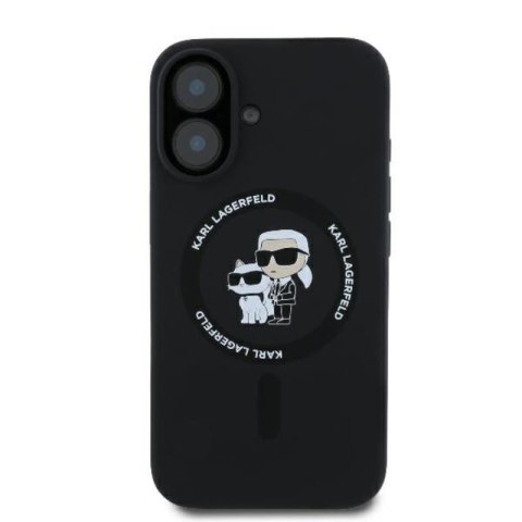 Karl Lagerfeld Silicone Karl & Choupette Ring MagSafe - Etui iPhone 16 Plus (czarny) Karl Lagerfeld Silicone Karl & Choupette Ring MagSafe - Etui iPhone 16 Plus (czarny)