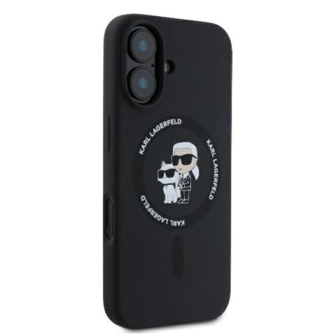 Karl Lagerfeld Silicone Karl & Choupette Ring MagSafe - Etui iPhone 16 Plus (czarny) Karl Lagerfeld Silicone Karl & Choupette Ring MagSafe - Etui iPhone 16 Plus (czarny)