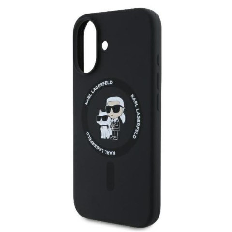 Karl Lagerfeld Silicone Karl & Choupette Ring MagSafe - Etui iPhone 16 Plus (czarny) Karl Lagerfeld Silicone Karl & Choupette Ring MagSafe - Etui iPhone 16 Plus (czarny)