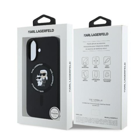 Karl Lagerfeld Silicone Karl & Choupette Ring MagSafe - Etui iPhone 16 Plus (czarny) Karl Lagerfeld Silicone Karl & Choupette Ring MagSafe - Etui iPhone 16 Plus (czarny)