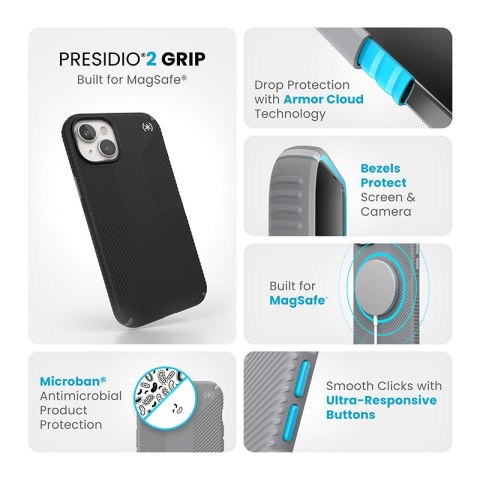 Speck Presidio2 Grip Magsafe - Etui iPhone 15 Plus / iPhone 14 Plus (Black / Slate Grey / White) Speck Presidio2 Grip Magsafe - Etui iPhone 15 Plus / iPhone 14 Plus (Black / Slate Grey / White)