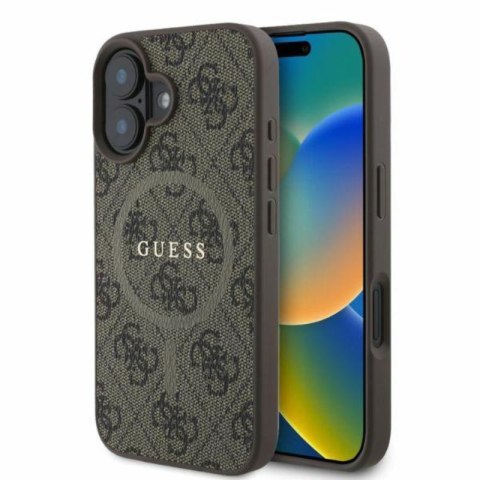 Guess 4G Ring Classic Logo MagSafe - Etui iPhone 16 (brązowy) Guess 4G Ring Classic Logo MagSafe - Etui iPhone 16 (brązowy)