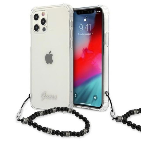 Guess Black Pearl Strap - Etui iPhone 12 Pro Max (przezroczysty) Guess Black Pearl Strap - Etui iPhone 12 Pro Max (przezroczysty)