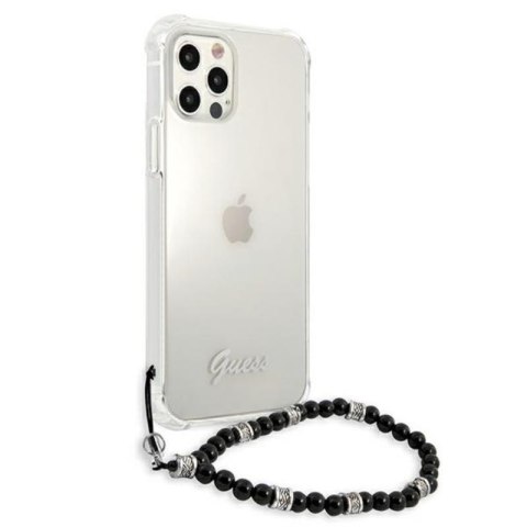 Guess Black Pearl Strap - Etui iPhone 12 Pro Max (przezroczysty) Guess Black Pearl Strap - Etui iPhone 12 Pro Max (przezroczysty)