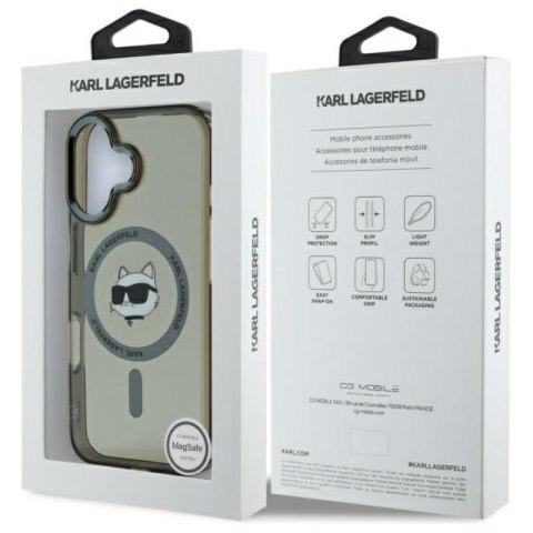 Karl Lagerfeld IML Metal Choupette Head MagSafe - Etui iPhone 16 (czarny) Karl Lagerfeld IML Metal Choupette Head MagSafe - Etui iPhone 16 (czarny)