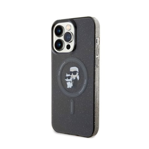 Karl Lagerfeld Karl & Choupette Glitter Magsafe - Etui iPhone 15 Pro Max (czarny) Karl Lagerfeld Karl & Choupette Glitter Magsafe - Etui iPhone 15 Pro Max (czarny)