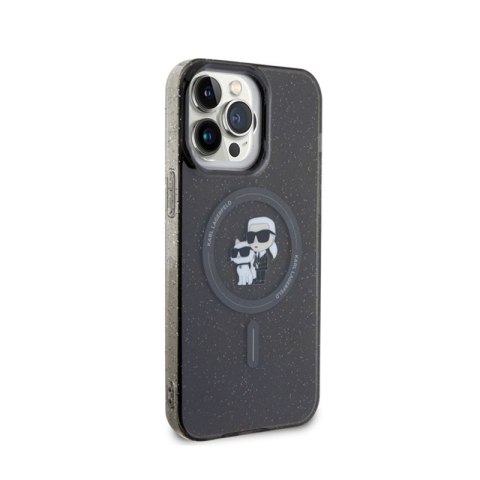 Karl Lagerfeld Karl & Choupette Glitter Magsafe - Etui iPhone 15 Pro Max (czarny) Karl Lagerfeld Karl & Choupette Glitter Magsafe - Etui iPhone 15 Pro Max (czarny)