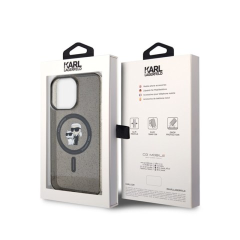 Karl Lagerfeld Karl & Choupette Glitter Magsafe - Etui iPhone 15 Pro Max (czarny) Karl Lagerfeld Karl & Choupette Glitter Magsafe - Etui iPhone 15 Pro Max (czarny)
