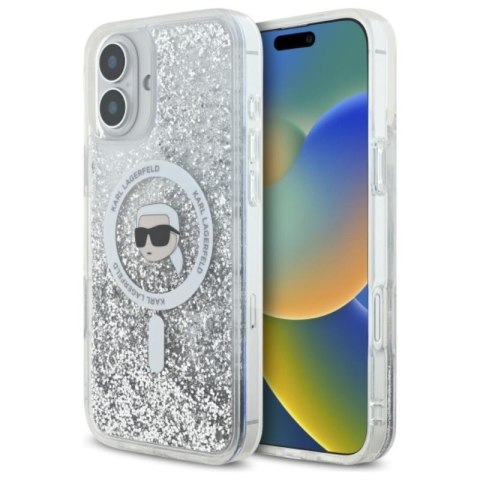 Karl Lagerfeld Liquid Glitter Karl Head MagSafe - Etui iPhone 16 Plus (przezroczysty) Karl Lagerfeld Liquid Glitter Karl Head MagSafe - Etui iPhone 16 Plus (przezroczysty)