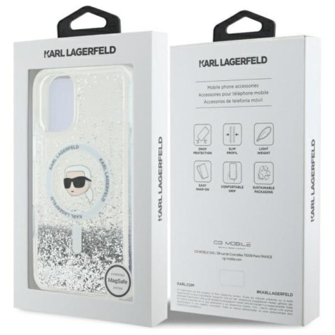 Karl Lagerfeld Liquid Glitter Karl Head MagSafe - Etui iPhone 16 Plus (przezroczysty) Karl Lagerfeld Liquid Glitter Karl Head MagSafe - Etui iPhone 16 Plus (przezroczysty)