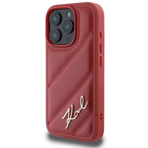 Karl Lagerfeld Quilted Signature - Etui iPhone 16 Pro (czerwony) Karl Lagerfeld Quilted Signature - Etui iPhone 16 Pro (czerwony)