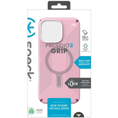 Speck Presidio2 Grip ClickLock & MagSafe - Etui iPhone 16 Pro Max (Wednesday Pink / Boysenberry Purple / White) Speck Presidio2 Grip ClickLock & MagSafe - Etui iPhone 16 Pro Max (Wednesday Pink / Boysenberry Purple / White)