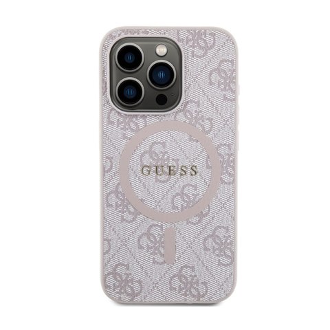 Guess 4G Collection Leather Metal Logo MagSafe - Etui iPhone 15 Pro (różowy) Guess 4G Collection Leather Metal Logo MagSafe - Etui iPhone 15 Pro (różowy)
