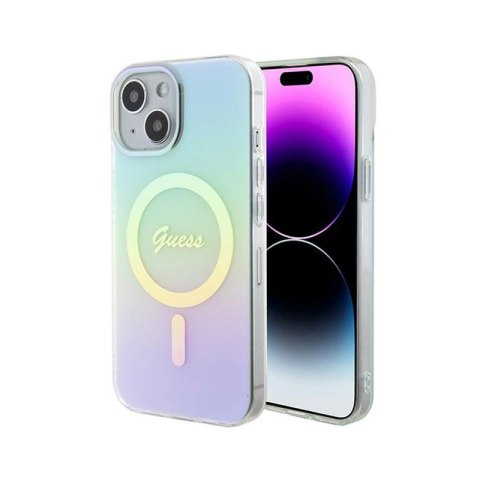 Guess IML Iridescent MagSafe - Etui iPhone 15 (turkusowy) Guess IML Iridescent MagSafe - Etui iPhone 15 (turkusowy)