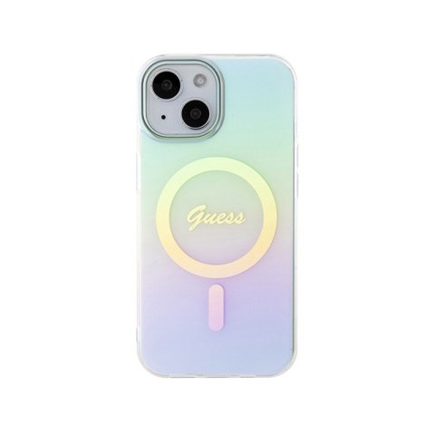 Guess IML Iridescent MagSafe - Etui iPhone 15 (turkusowy) Guess IML Iridescent MagSafe - Etui iPhone 15 (turkusowy)