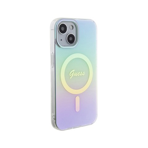 Guess IML Iridescent MagSafe - Etui iPhone 15 (turkusowy) Guess IML Iridescent MagSafe - Etui iPhone 15 (turkusowy)