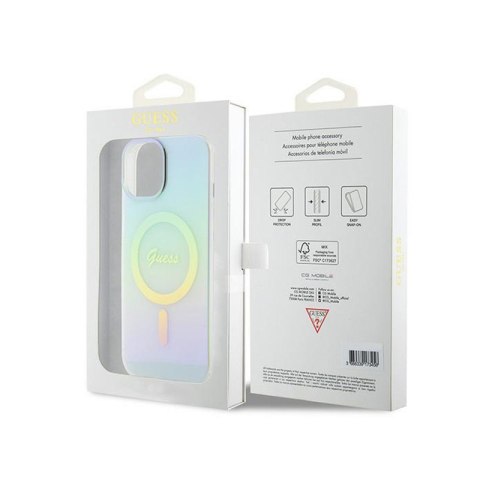 Guess IML Iridescent MagSafe - Etui iPhone 15 (turkusowy) Guess IML Iridescent MagSafe - Etui iPhone 15 (turkusowy)