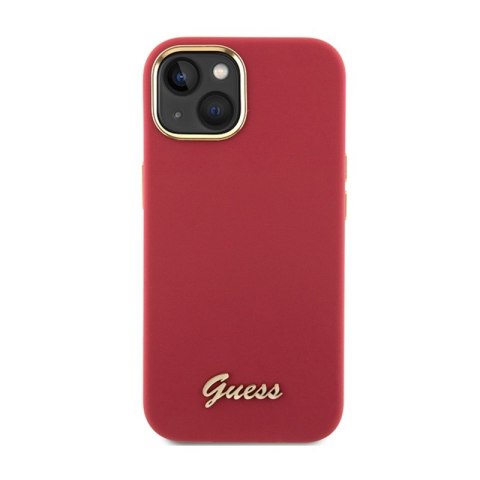 Guess Silicone Script Metal Logo & Frame - Etui iPhone 15 (magenta) Guess Silicone Script Metal Logo & Frame - Etui iPhone 15 (magenta)