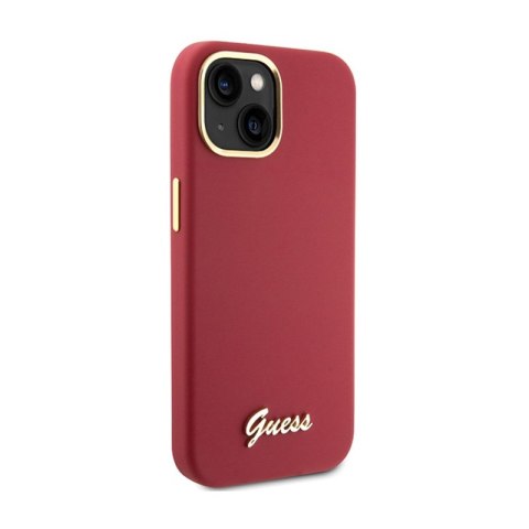 Guess Silicone Script Metal Logo & Frame - Etui iPhone 15 (magenta) Guess Silicone Script Metal Logo & Frame - Etui iPhone 15 (magenta)
