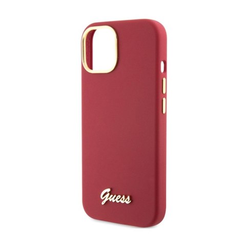 Guess Silicone Script Metal Logo & Frame - Etui iPhone 15 (magenta) Guess Silicone Script Metal Logo & Frame - Etui iPhone 15 (magenta)
