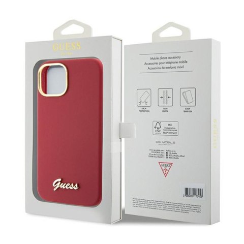 Guess Silicone Script Metal Logo & Frame - Etui iPhone 15 (magenta) Guess Silicone Script Metal Logo & Frame - Etui iPhone 15 (magenta)