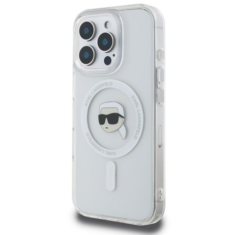 Karl Lagerfeld IML Metal Karl Head MagSafe - Etui iPhone 16 Pro (biały) Karl Lagerfeld IML Metal Karl Head MagSafe - Etui iPhone 16 Pro (biały)