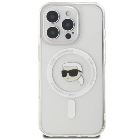 Karl Lagerfeld IML Metal Karl Head MagSafe - Etui iPhone 16 Pro (biały) Karl Lagerfeld IML Metal Karl Head MagSafe - Etui iPhone 16 Pro (biały)