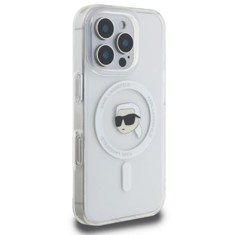Karl Lagerfeld IML Metal Karl Head MagSafe - Etui iPhone 16 Pro (biały) Karl Lagerfeld IML Metal Karl Head MagSafe - Etui iPhone 16 Pro (biały)