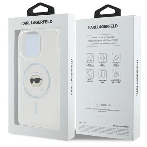 Karl Lagerfeld IML Metal Karl Head MagSafe - Etui iPhone 16 Pro (biały) Karl Lagerfeld IML Metal Karl Head MagSafe - Etui iPhone 16 Pro (biały)