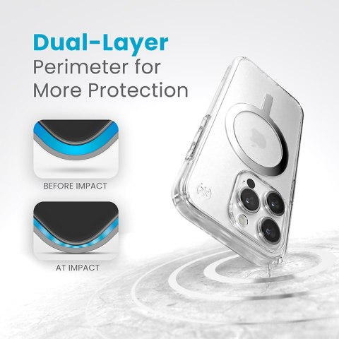 Speck Presidio Perfect-Clear MagSafe - Etui iPhone 15 Pro (Clear / Chrome Finish / Serene Silver) Speck Presidio Perfect-Clear MagSafe - Etui iPhone 15 Pro (Clear / Chrome Finish / Serene Silver)