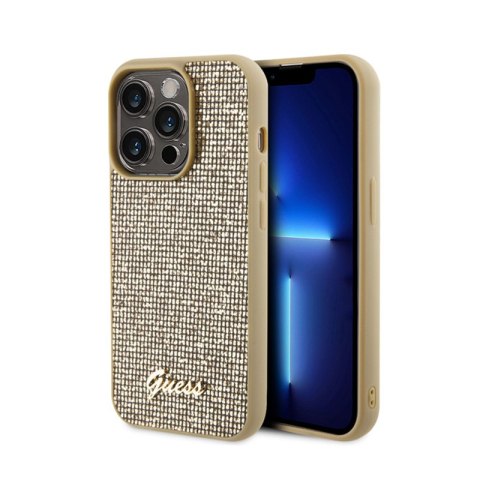 Guess Disco Metal Script - Etui iPhone 15 Pro (złoty) Guess Disco Metal Script - Etui iPhone 15 Pro (złoty)