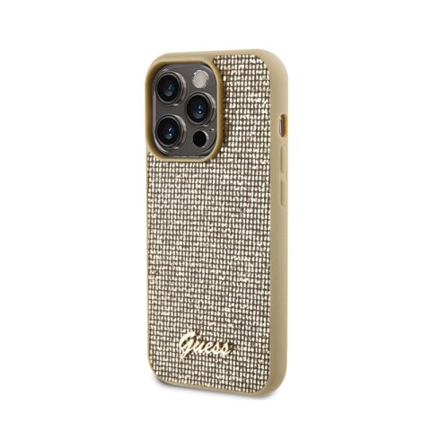 Guess Disco Metal Script - Etui iPhone 15 Pro (złoty) Guess Disco Metal Script - Etui iPhone 15 Pro (złoty)