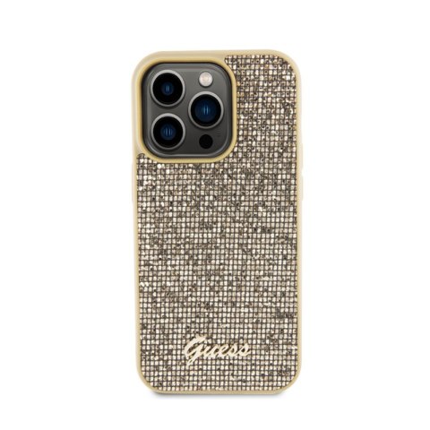 Guess Disco Metal Script - Etui iPhone 15 Pro (złoty) Guess Disco Metal Script - Etui iPhone 15 Pro (złoty)