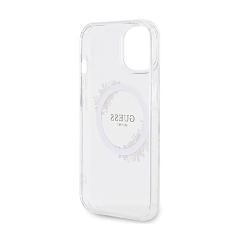 Guess IML Flowers Wreath MagSafe - Etui iPhone 15 (przezroczysty) Guess IML Flowers Wreath MagSafe - Etui iPhone 15 (przezroczysty)