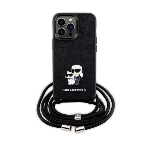 Karl Lagerfeld Crossbody Saffiano Metal Pin Karl & Choupette - Etui iPhone 13 Pro (czarny) Karl Lagerfeld Crossbody Saffiano Metal Pin Karl & Choupette - Etui iPhone 13 Pro (czarny)
