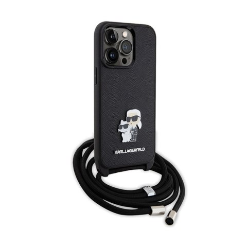 Karl Lagerfeld Crossbody Saffiano Metal Pin Karl & Choupette - Etui iPhone 13 Pro (czarny) Karl Lagerfeld Crossbody Saffiano Metal Pin Karl & Choupette - Etui iPhone 13 Pro (czarny)