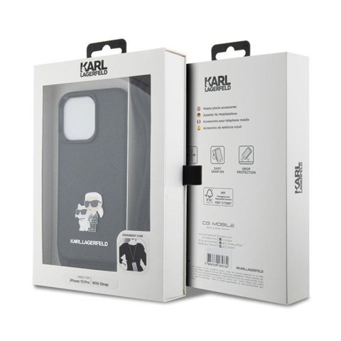 Karl Lagerfeld Crossbody Saffiano Metal Pin Karl & Choupette - Etui iPhone 13 Pro (czarny) Karl Lagerfeld Crossbody Saffiano Metal Pin Karl & Choupette - Etui iPhone 13 Pro (czarny)