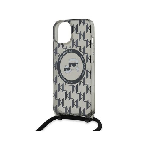 Karl Lagerfeld IML Crossbody Monogram Karl & Choupette Head MagSafe - Etui iPhone 15 / 14 / 13 (czarny) Karl Lagerfeld IML Crossbody Monogram Karl & Choupette Head MagSafe - Etui iPhone 15 / 14 / 13 (czarny)