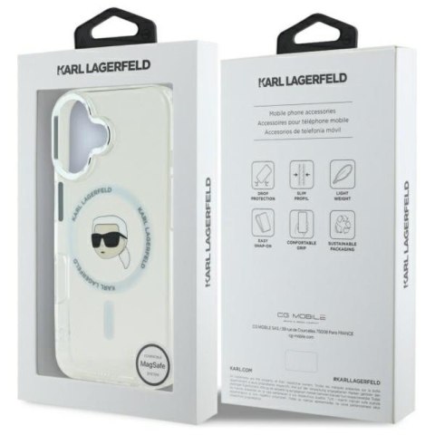 Karl Lagerfeld IML Metal Karl Head MagSafe - Etui iPhone 16 Plus (biały) Karl Lagerfeld IML Metal Karl Head MagSafe - Etui iPhone 16 Plus (biały)