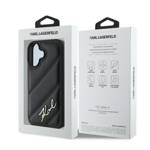 Karl Lagerfeld Quilted Signature - Etui iPhone 16 (czarny) Karl Lagerfeld Quilted Signature - Etui iPhone 16 (czarny)