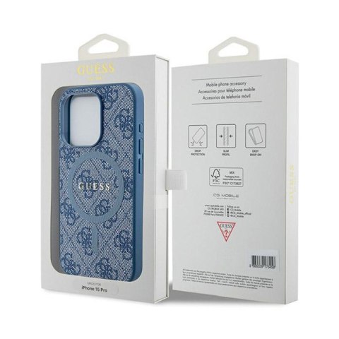 Guess 4G Collection Leather Metal Logo MagSafe - Etui iPhone 14 Pro (niebieski) Guess 4G Collection Leather Metal Logo MagSafe - Etui iPhone 14 Pro (niebieski)