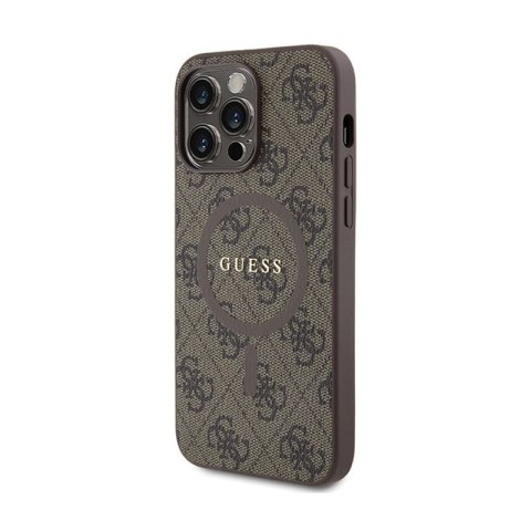 Guess 4G Collection Leather Metal Logo MagSafe - Etui iPhone 15 Pro Max (brązowy) Guess 4G Collection Leather Metal Logo MagSafe - Etui iPhone 15 Pro Max (brązowy)