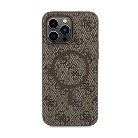 Guess 4G Collection Leather Metal Logo MagSafe - Etui iPhone 15 Pro Max (brązowy) Guess 4G Collection Leather Metal Logo MagSafe - Etui iPhone 15 Pro Max (brązowy)