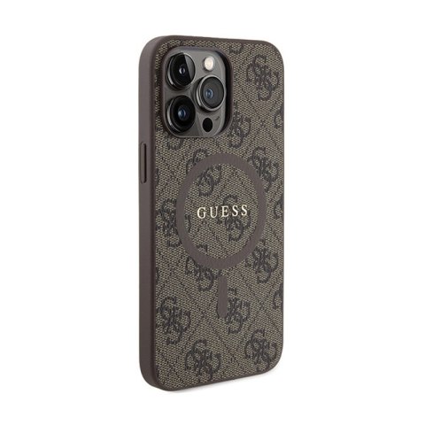 Guess 4G Collection Leather Metal Logo MagSafe - Etui iPhone 15 Pro Max (brązowy) Guess 4G Collection Leather Metal Logo MagSafe - Etui iPhone 15 Pro Max (brązowy)