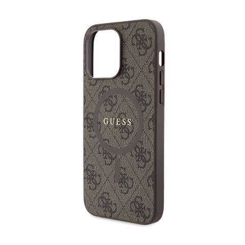 Guess 4G Collection Leather Metal Logo MagSafe - Etui iPhone 15 Pro Max (brązowy) Guess 4G Collection Leather Metal Logo MagSafe - Etui iPhone 15 Pro Max (brązowy)